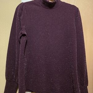 Maurices Glittery Plum Long Sleeve Top
